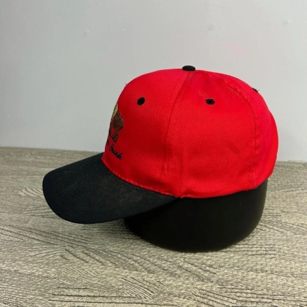 Vintage Buffalo Creek Hat Cap Snap Back Red Embroidered Bison Animal Nature